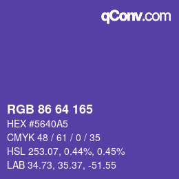 颜色代码: RGB 86 64 165 | qconv.com