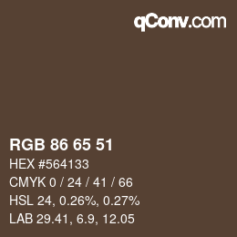 カラーコード: RGB 86 65 51 | qconv.com
