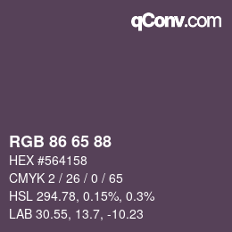 Farbcode: RGB 86 65 88 | qconv.com