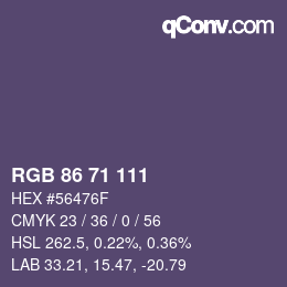 Color code: RGB 86 71 111 | qconv.com