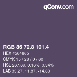 カラーコード: RGB 86 72.8 101.4 | qconv.com