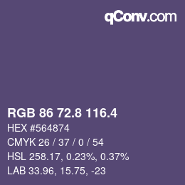 カラーコード: RGB 86 72.8 116.4 | qconv.com