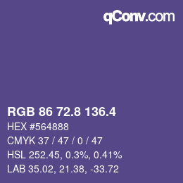 カラーコード: RGB 86 72.8 136.4 | qconv.com