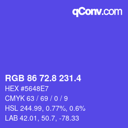 カラーコード: RGB 86 72.8 231.4 | qconv.com