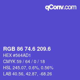 カラーコード: RGB 86 74.6 209.6 | qconv.com