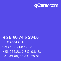 カラーコード: RGB 86 74.6 234.6 | qconv.com