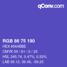 Color code: RGB 86 75 190 | qconv.com