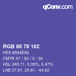 Color code: RGB 86 78 162 | qconv.com