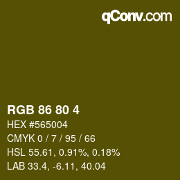 Color code: RGB 86 80 4 | qconv.com