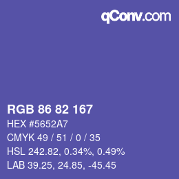 カラーコード: RGB 86 82 167 | qconv.com