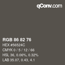 Farbcode: RGB 86 82 76 | qconv.com