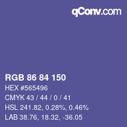 Color code: RGB 86 84 150 | qconv.com