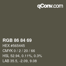 Código de color: RGB 86 84 69 | qconv.com