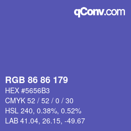 颜色代码: RGB 86 86 179 | qconv.com
