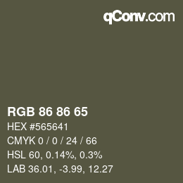 Color code: RGB 86 86 65 | qconv.com