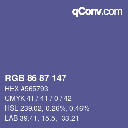 Color code: RGB 86 87 147 | qconv.com
