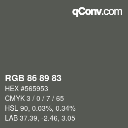 カラーコード: RGB 86 89 83 | qconv.com