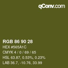 Color code: RGB 86 90 28 | qconv.com