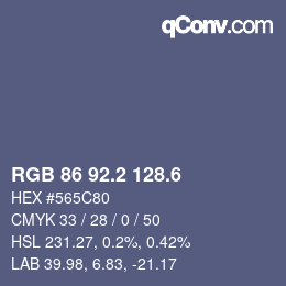 カラーコード: RGB 86 92.2 128.6 | qconv.com