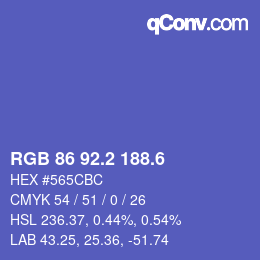 カラーコード: RGB 86 92.2 188.6 | qconv.com