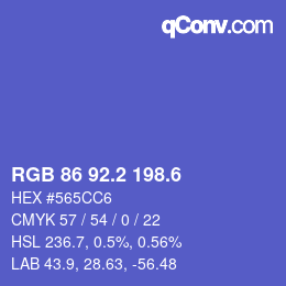 カラーコード: RGB 86 92.2 198.6 | qconv.com
