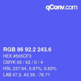 カラーコード: RGB 86 92.2 243.6 | qconv.com