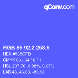カラーコード: RGB 86 92.2 253.6 | qconv.com