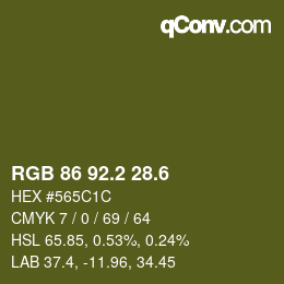 カラーコード: RGB 86 92.2 28.6 | qconv.com