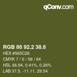 カラーコード: RGB 86 92.2 38.6 | qconv.com