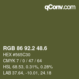 カラーコード: RGB 86 92.2 48.6 | qconv.com