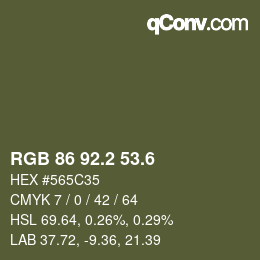 カラーコード: RGB 86 92.2 53.6 | qconv.com