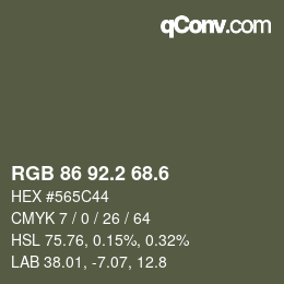 カラーコード: RGB 86 92.2 68.6 | qconv.com