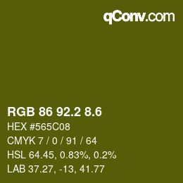 カラーコード: RGB 86 92.2 8.6 | qconv.com