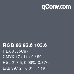 カラーコード: RGB 86 92.6 103.6 | qconv.com