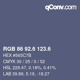 カラーコード: RGB 86 92.6 123.6 | qconv.com