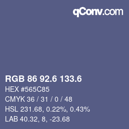 カラーコード: RGB 86 92.6 133.6 | qconv.com
