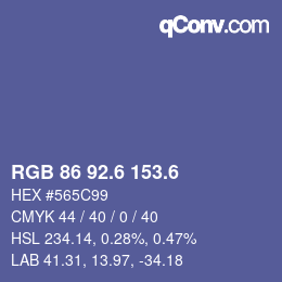 カラーコード: RGB 86 92.6 153.6 | qconv.com