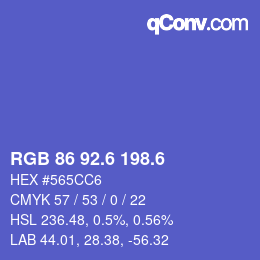 カラーコード: RGB 86 92.6 198.6 | qconv.com