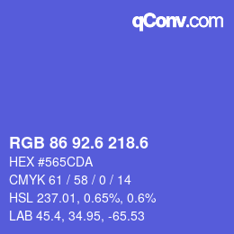 カラーコード: RGB 86 92.6 218.6 | qconv.com