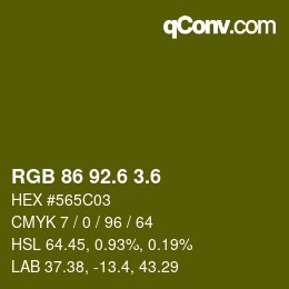 カラーコード: RGB 86 92.6 3.6 | qconv.com