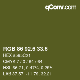 カラーコード: RGB 86 92.6 33.6 | qconv.com