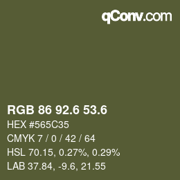 カラーコード: RGB 86 92.6 53.6 | qconv.com