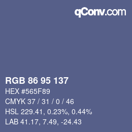 Color code: RGB 86 95 137 | qconv.com