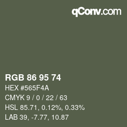 Color code: RGB 86 95 74 | qconv.com