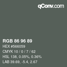 Code couleur: RGB 86 96 89 | qconv.com