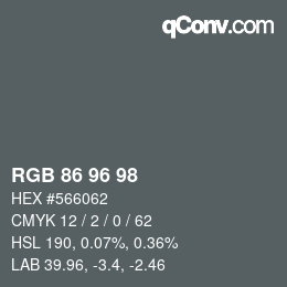 Color code: RGB 86 96 98 | qconv.com