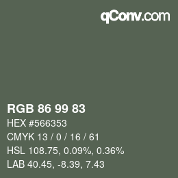 Color code: RGB 86 99 83 | qconv.com