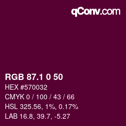 カラーコード: RGB 87.1 0 50 | qconv.com
