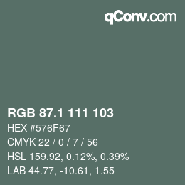 Color code: RGB 87.1 111 103 | qconv.com