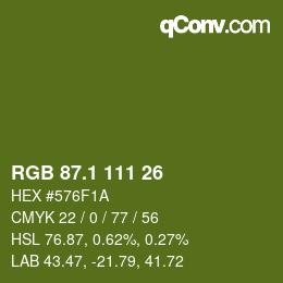 カラーコード: RGB 87.1 111 26 | qconv.com